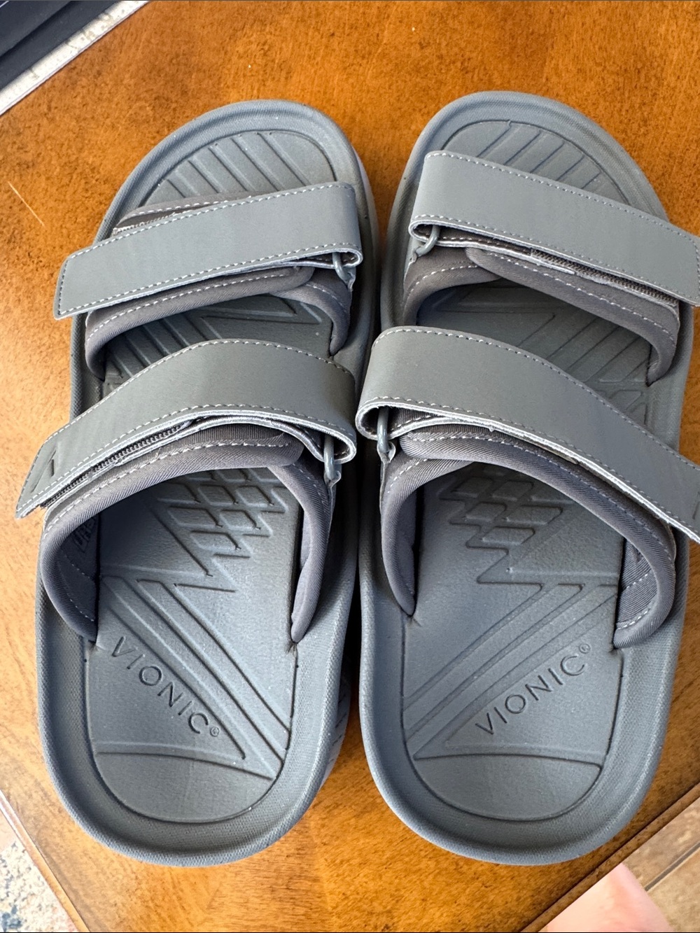 Vionic Gray Dual Strap Slide Sandals